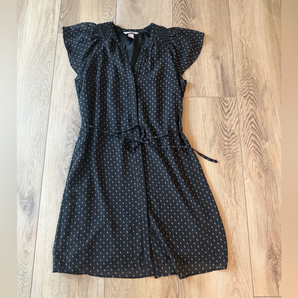 H&M Black Mini Dress with Subtle Pattern